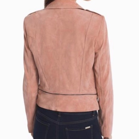🚫SOLD🚫 White House Black Market Genuine Leather Suede Blush Moto Jacket - Picture 3 of 16